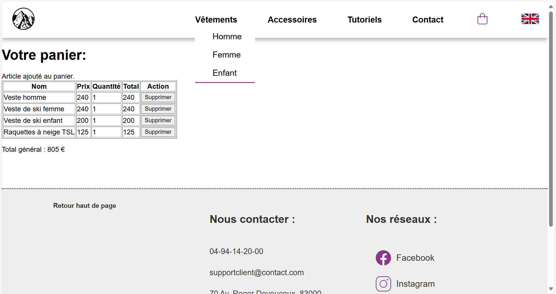  Site web "MMI Sport de Glisse"